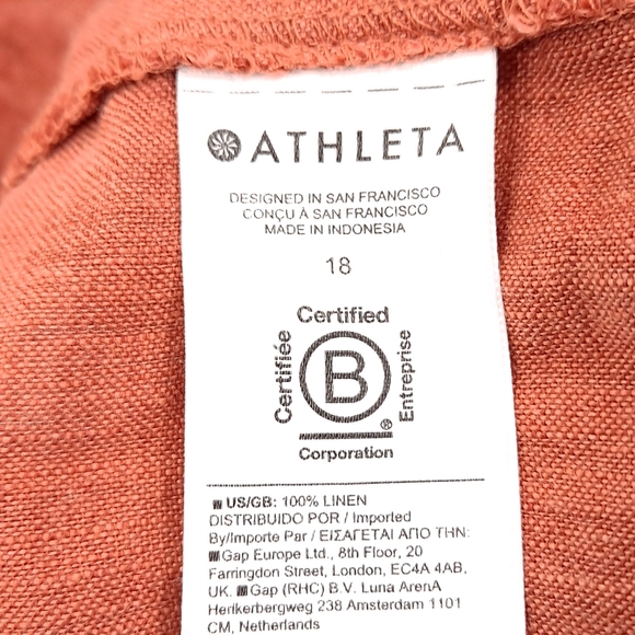 Athleta Retreat Linen Wide Leg Pants Pull On Elastic Pockets Persimmon- Size 18 - Picture 11 of 12